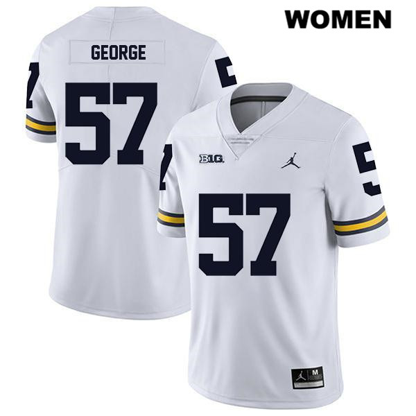 Women's NCAA Michigan Wolverines Joey George #57 White Jordan Brand Authentic Stitched Legend Football College Jersey DF25F34QV